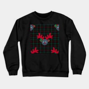 plaid christmas reindeer moon emoji Crewneck Sweatshirt